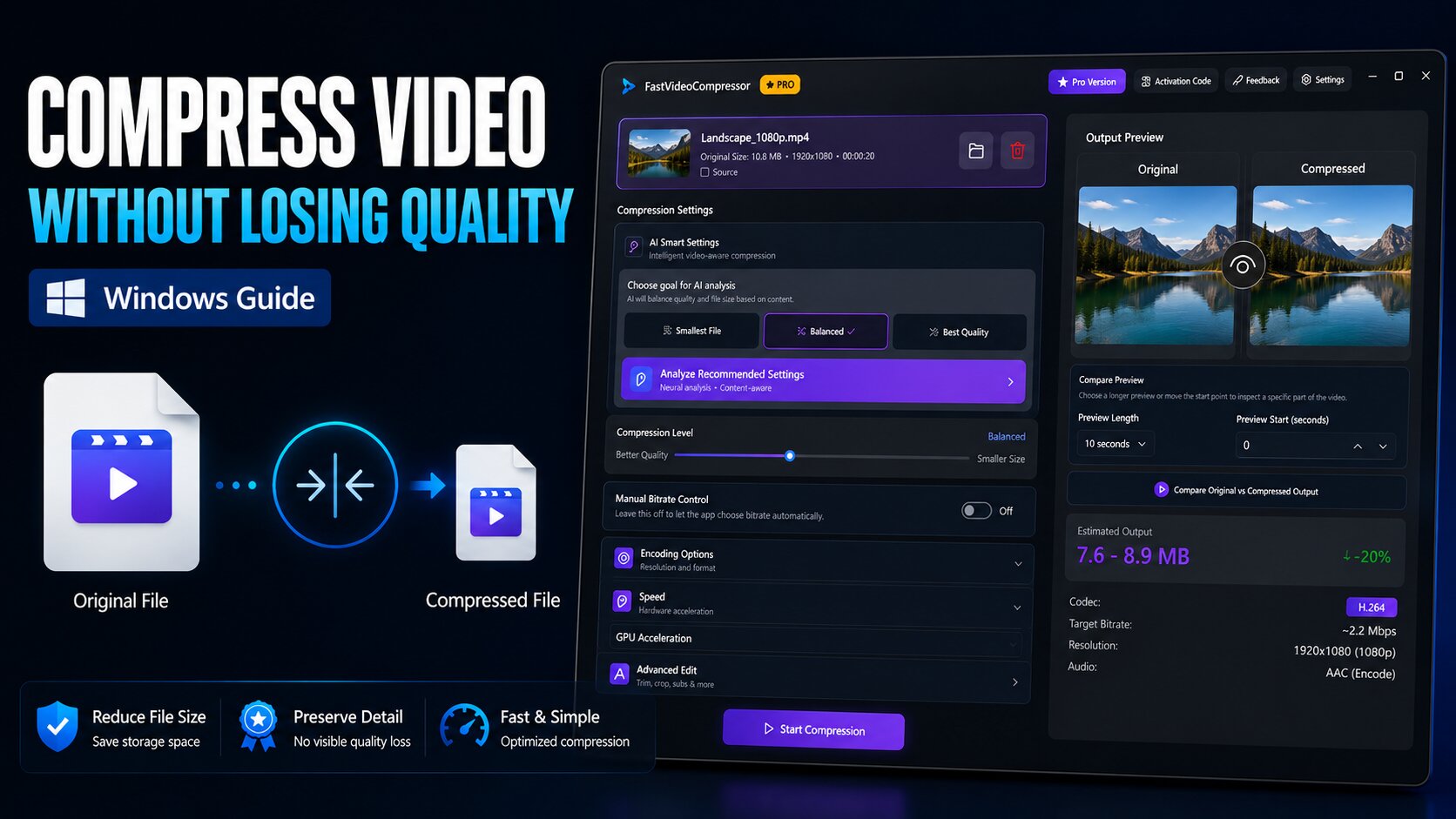 How to Compress Video Without Losing Quality on Windows (2026 Guide)